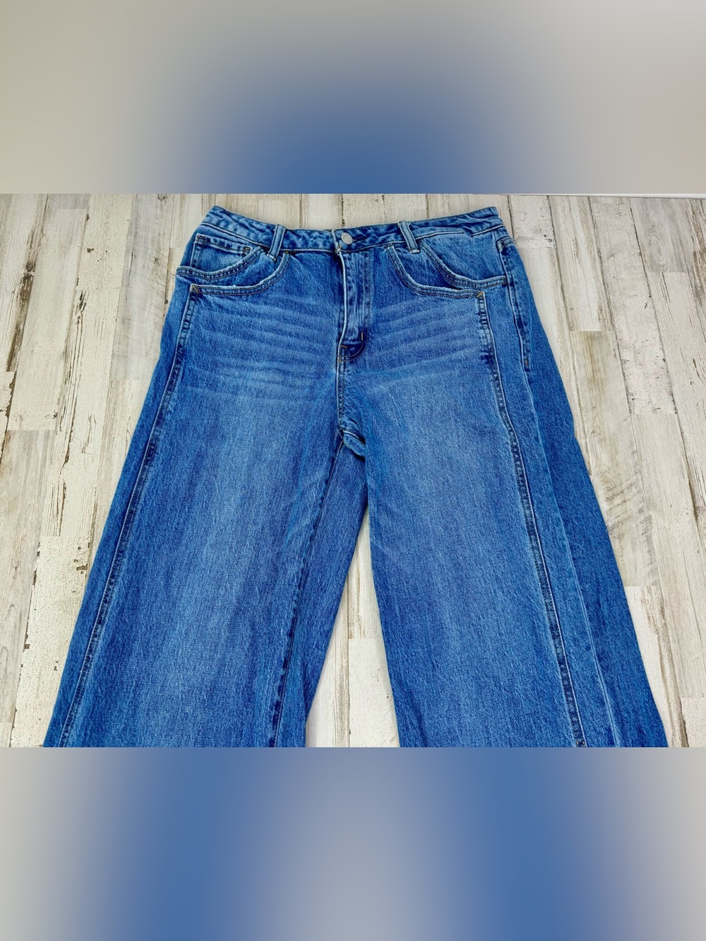 Vervet Blue Straight Wide Leg Jeans 28 (32x35) High Rise - Picture 2 of 11
